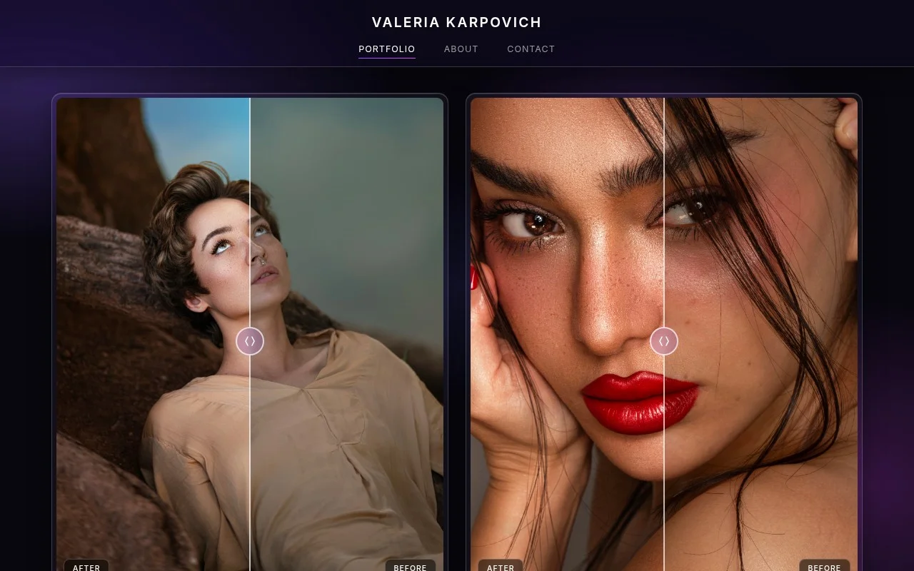 Valeria Karpovich — photo retoucher portfolio website